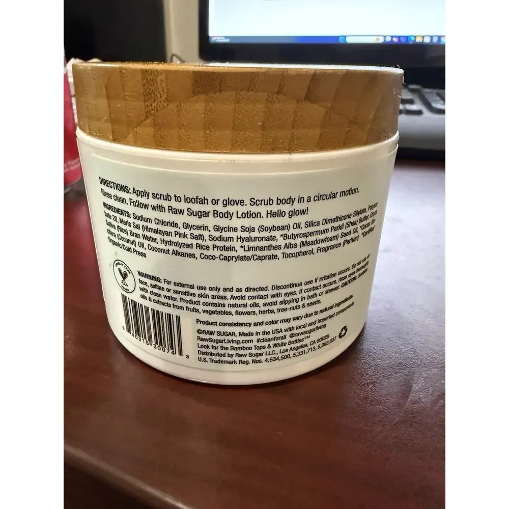 Raw Sugar Daily Micro Body Scrub Salt Polish Shea + Rice Flower 15 Oz Himalayan